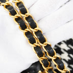 Chanel Handbag Wool Black White Champagne Gold 2-Way — view 8