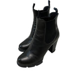 Prada Side Gore Leather Short Boots 36 Black