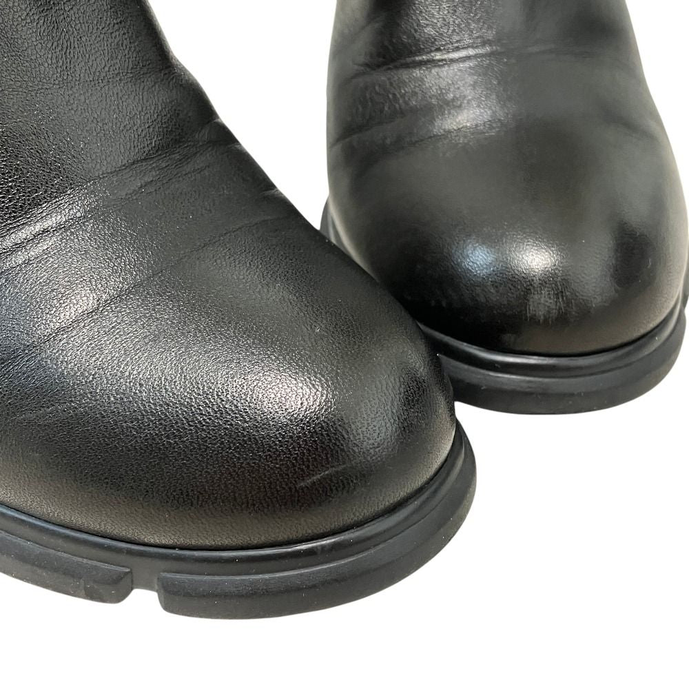 Prada Side Gore Leather Short Boots 36 Black — view 5
