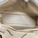 Chanel Shoulder Bag Deca Quilted Canvas Beige Gold — view 4