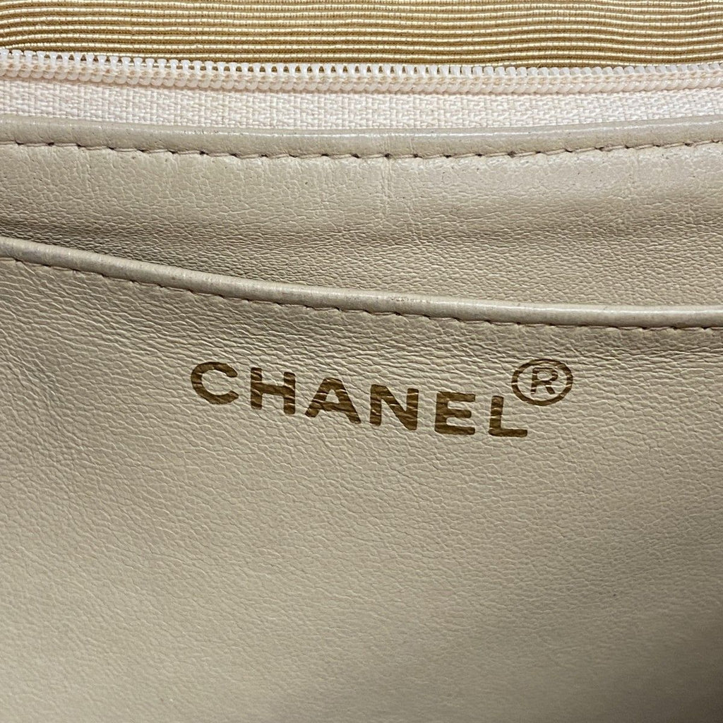 Chanel Shoulder Bag Deca Quilted Canvas Beige Gold — view 5
