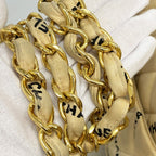 Chanel Shoulder Bag Deca Quilted Canvas Beige Gold — view 9