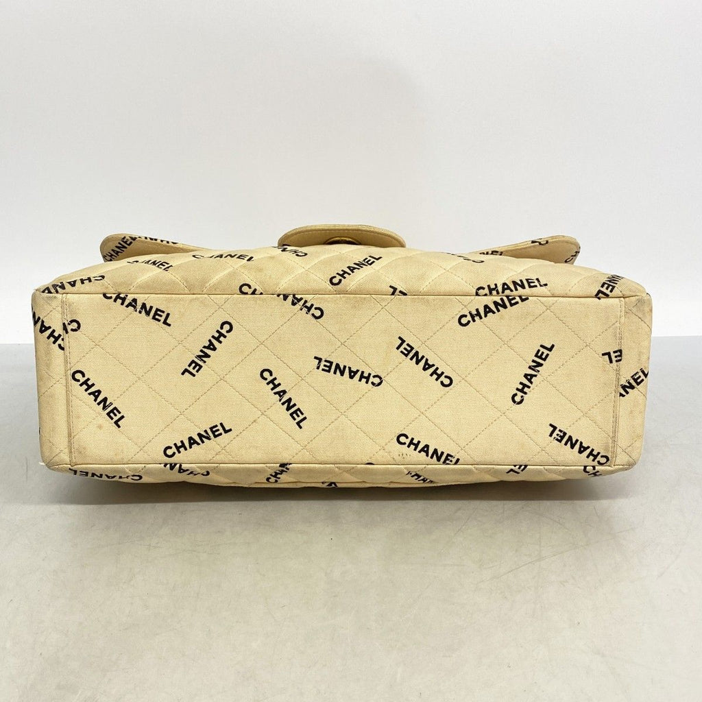 Chanel Shoulder Bag Deca Quilted Canvas Beige Gold — view 3