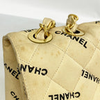 Chanel Shoulder Bag Deca Quilted Canvas Beige Gold — view 8