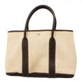 Hermes Tote Garden Party PM Toile Ash Brown Silver
