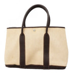 Hermes Tote Garden Party PM Toile Ash Brown Silver