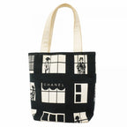 Chanel Tote Canvas Black White Gold