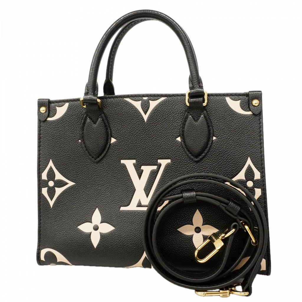 Louis Vuitton Handbag Monogram Empreinte Bicolor On The Go PM Black Beige 2-Way