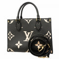 Louis Vuitton Handbag Monogram Empreinte Bicolor On The Go PM Black Beige 2-Way