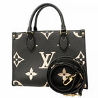 Louis Vuitton Handbag Monogram Empreinte Bicolor On The Go PM Black Beige 2-Way