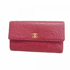 Chanel Trifold Wallet Camellia Lambskin Pink Gold