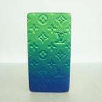 Louis Vuitton Wallet Taurillon Monogram Portefeuille Brazza Blue Green — view 7