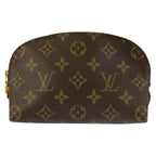Louis Vuitton Monogram Pochette Cosmetic PM Brown Gold Pouch Makeup