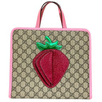 Gucci Children's GG Supreme Strawberry Tote Beige