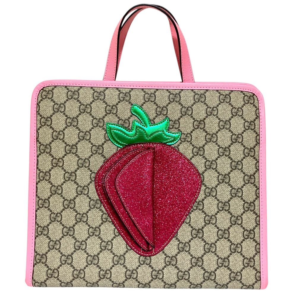 Gucci Children's GG Supreme Strawberry Tote Beige