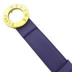 Celine Vintage Circle Logo Buckle Ball Tip Clasp Leather Belt Purple Gold — view 3