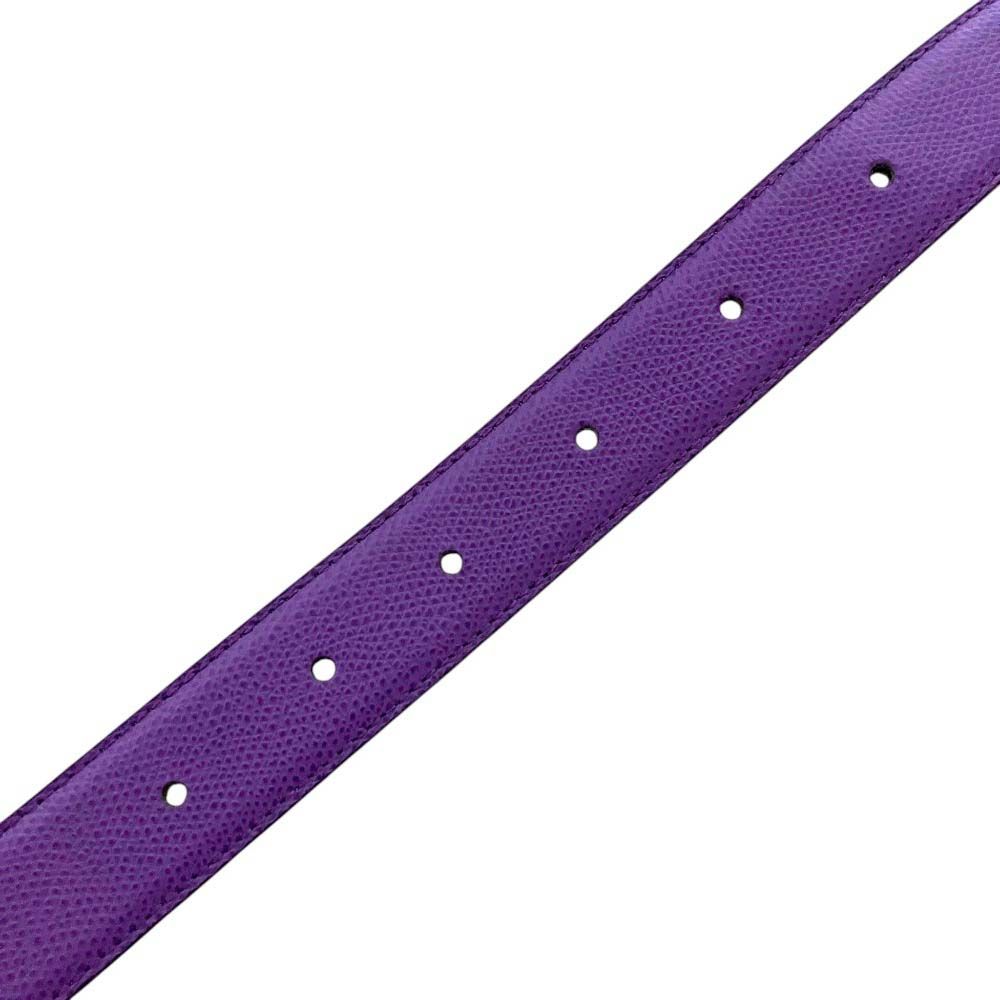 Celine Vintage Circle Logo Buckle Ball Tip Clasp Leather Belt Purple Gold — view 5