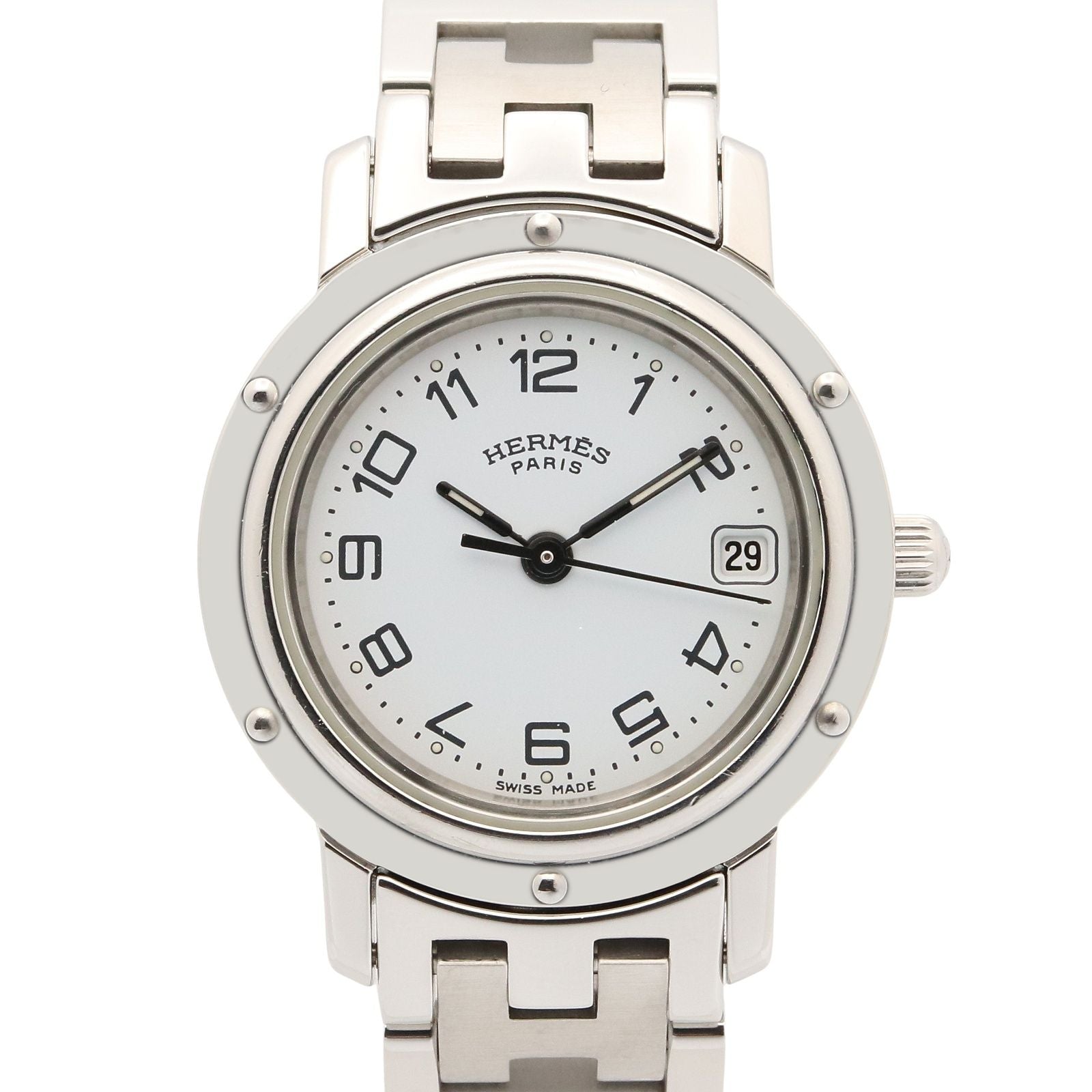 Hermes Watch Clipper White Stainless Steel