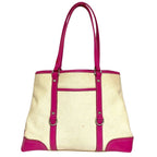 Prada Triangle Plate Canvas Tote Beige Pink — view 2