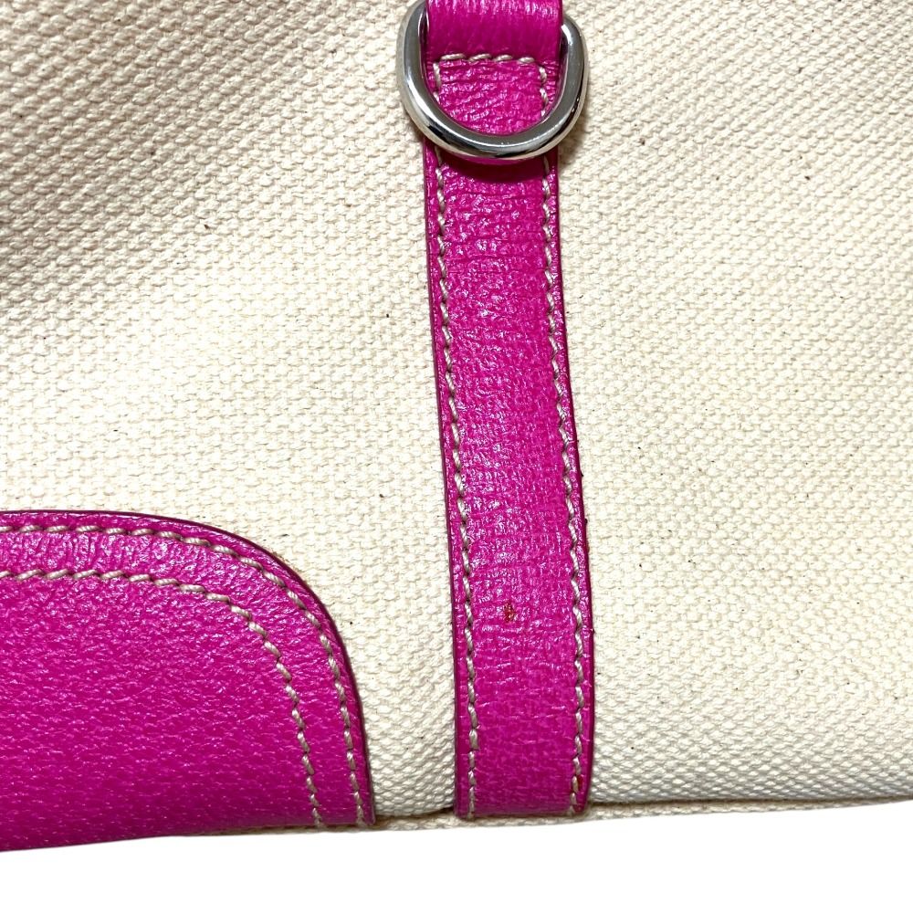 Prada Triangle Plate Canvas Tote Beige Pink — view 5