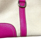 Prada Triangle Plate Canvas Tote Beige Pink — view 5