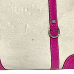 Prada Triangle Plate Canvas Tote Beige Pink — view 9