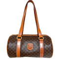 Celine Vintage Macadam Pattern Mini Boston Bag Drum Brown