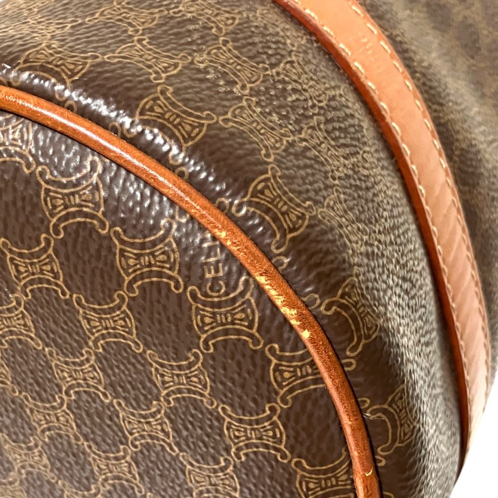 Celine Vintage Macadam Pattern Mini Boston Bag Drum Brown — view 5