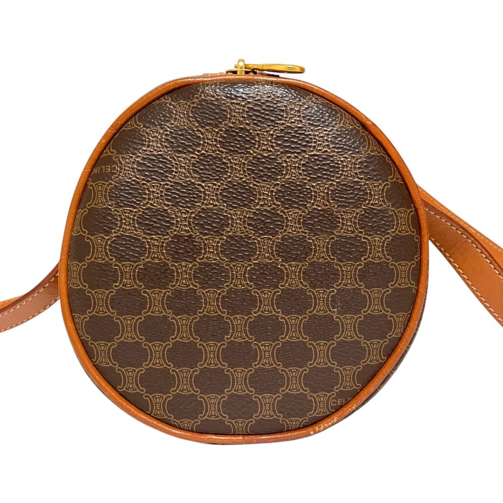 Celine Vintage Macadam Pattern Mini Boston Bag Drum Brown — view 3