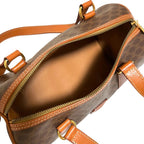Celine Vintage Macadam Pattern Mini Boston Bag Drum Brown — view 7