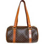 Celine Vintage Macadam Pattern Mini Boston Bag Drum Brown — view 2