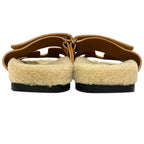 Hermes Chypre Shearling Strap Flat Sandals 35 Beige — view 4
