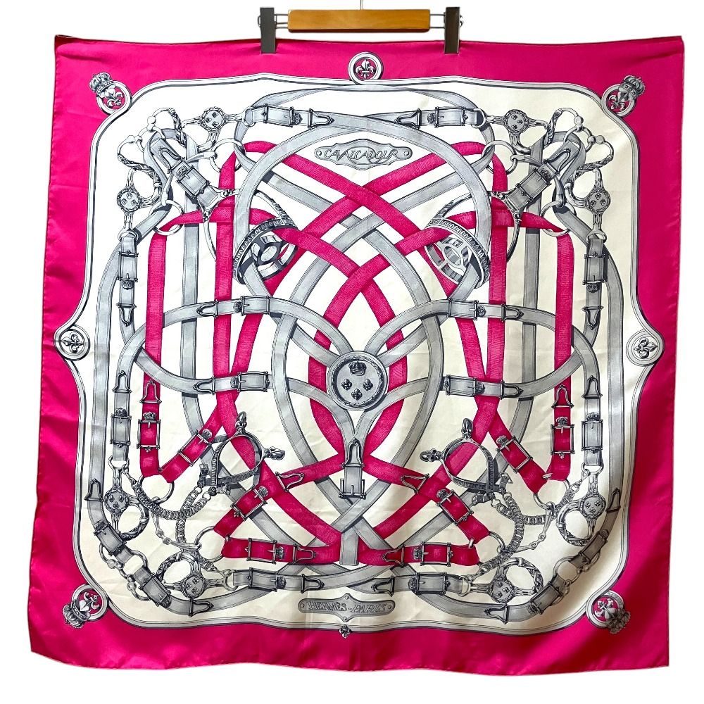 Hermes Cavalcadour Carre 90 Large Silk Scarf Pink