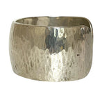 Hermes Vintage Hammered Bangle Wide Calf Bracelet Silver — view 2