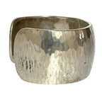 Hermes Vintage Hammered Bangle Wide Calf Bracelet Silver — view 3