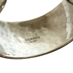 Hermes Vintage Hammered Bangle Wide Calf Bracelet Silver — view 5