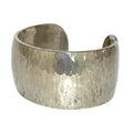 Hermes Vintage Hammered Bangle Wide Calf Bracelet Silver