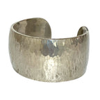 Hermes Vintage Hammered Bangle Wide Calf Bracelet Silver