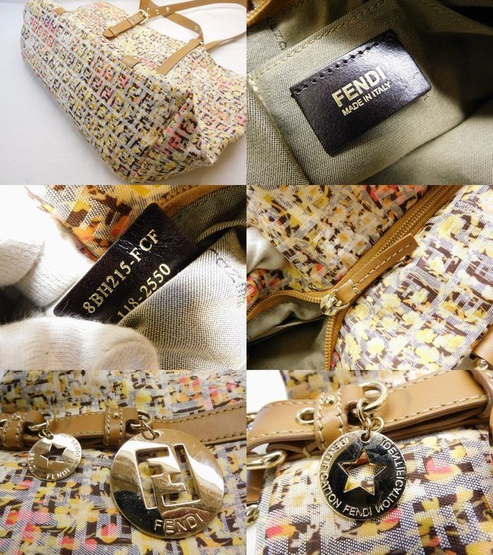 Fendi Zucchino Tote Canvas Leather Multicolor Charm — view 5
