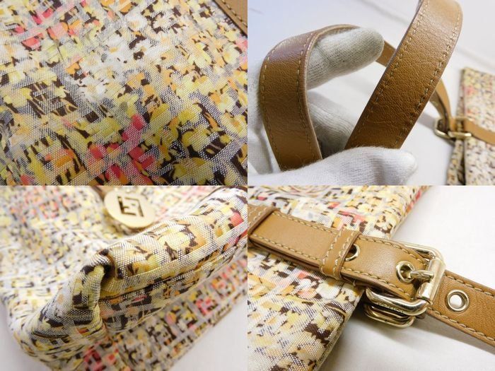 Fendi Zucchino Tote Canvas Leather Multicolor Charm — view 6