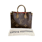 Louis Vuitton Monogram Giant Reverse Handbag On The Go MM Tote Brown