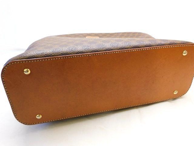 Celine Vintage Handbag Brown Leather Macadam Pattern Gold — view 4