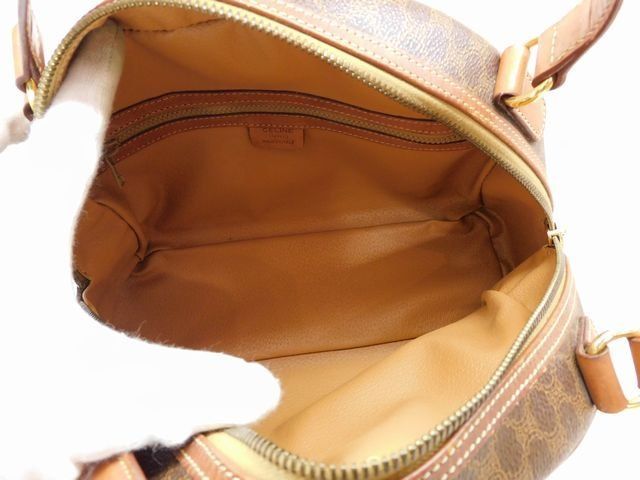 Celine Vintage Handbag Brown Leather Macadam Pattern Gold — view 5
