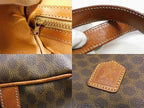 Celine Vintage Handbag Brown Leather Macadam Pattern Gold — view 7