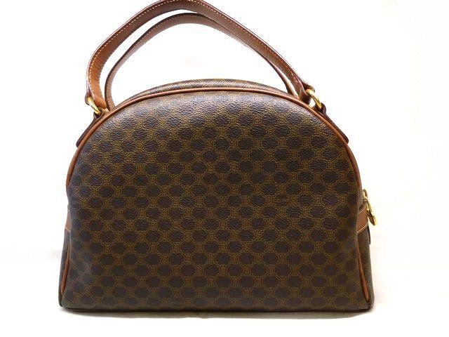 Celine Vintage Handbag Brown Leather Macadam Pattern Gold — view 2