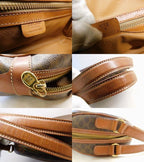 Celine Vintage Handbag Brown Leather Macadam Pattern Gold — view 6
