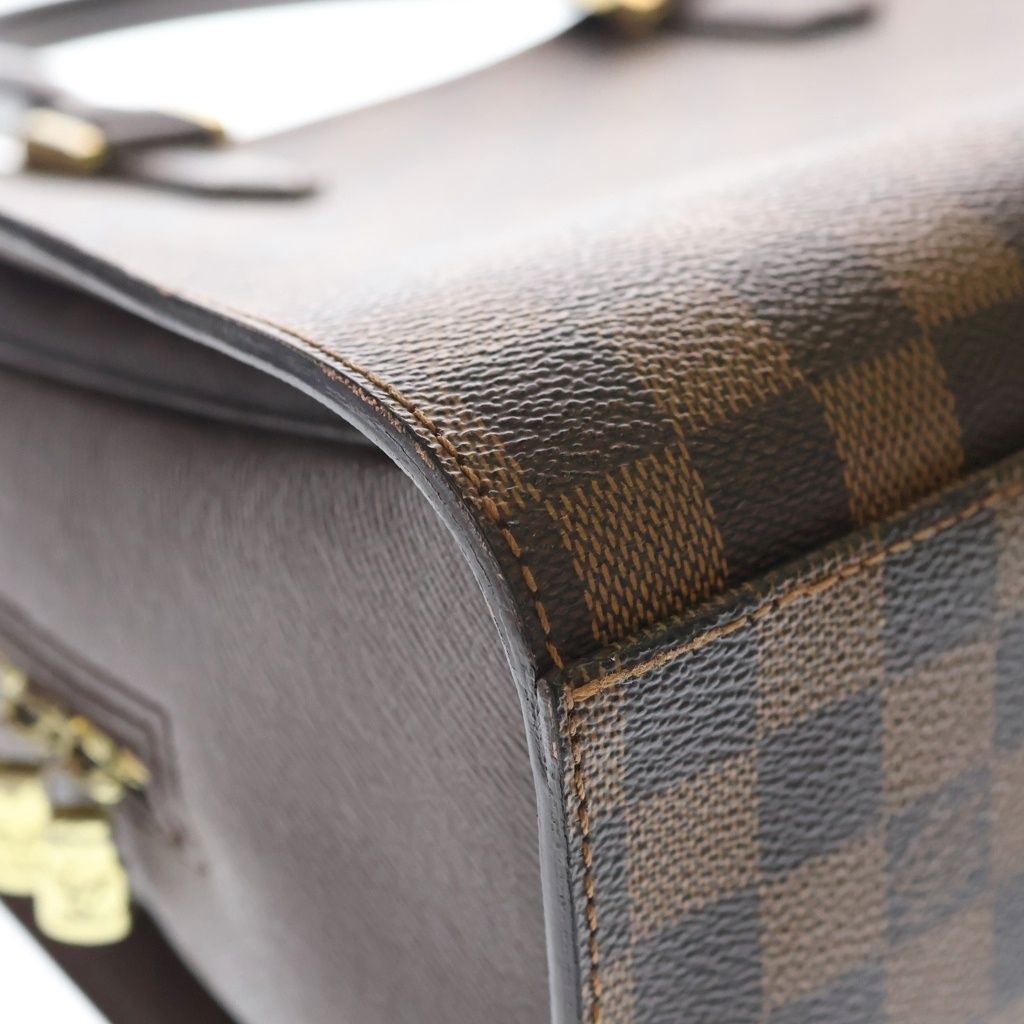 Louis Vuitton Damier Triana Leather Handbag Brown — view 5