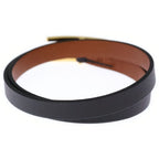 Hermes Behapi Double Tour Leather Gold Bracelet Bangle Belt Black — view 2