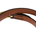 Hermes Behapi Double Tour Leather Gold Bracelet Bangle Belt Black — view 5