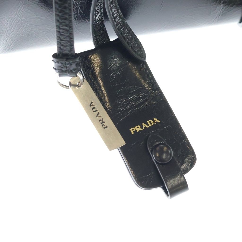 Prada Soft Luxe Handbag Black Leather Silver — view 7